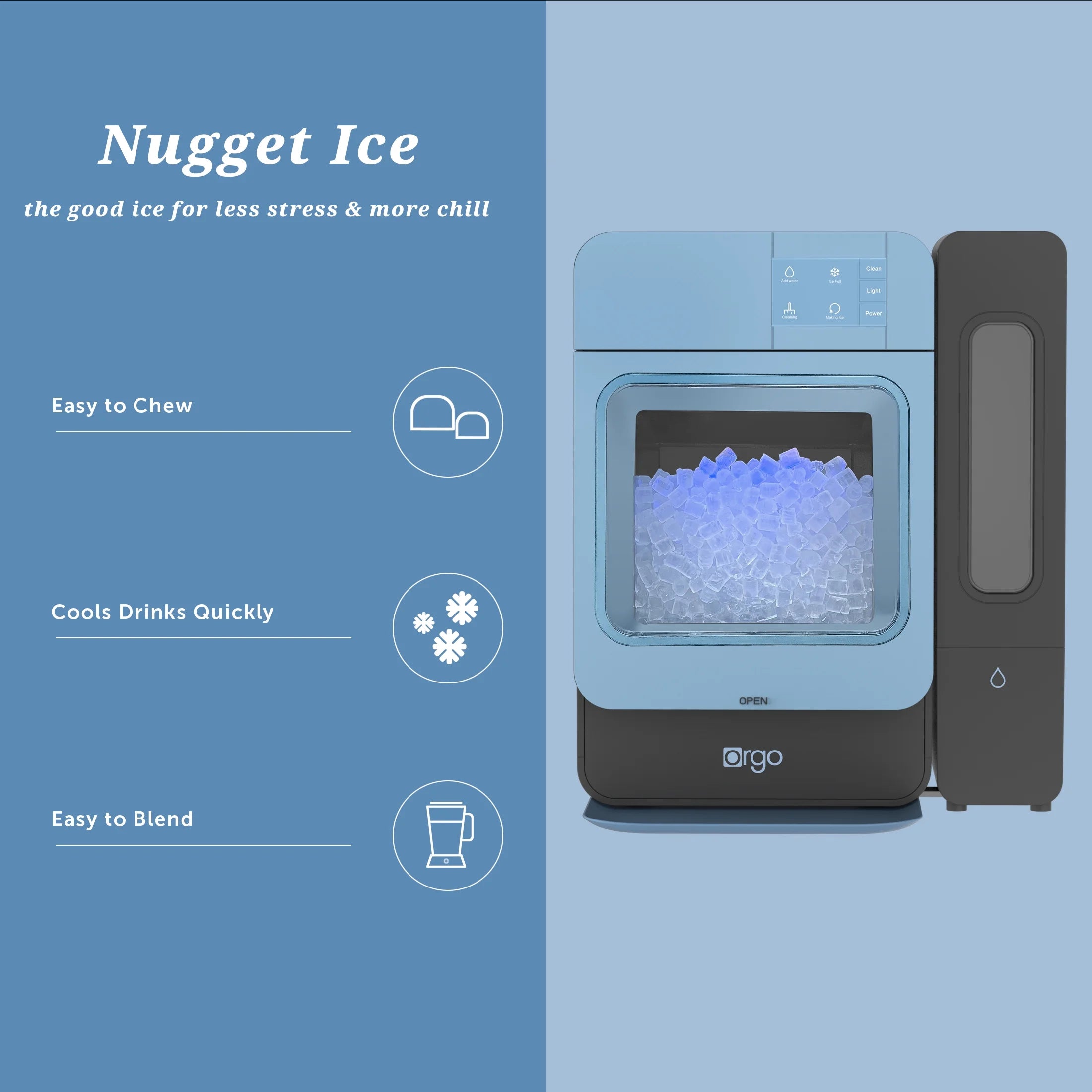 Orgo Products Sonic Countertop Ice Maker, Nugget Ice Type, Sage