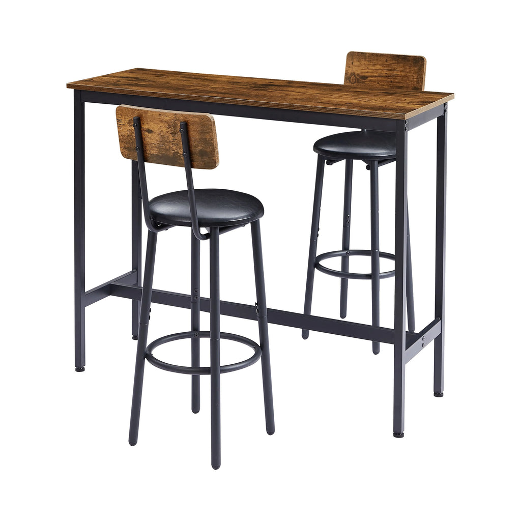 5 Piece Bar Table Set, Modern Counter Height Dining Set, Home Dining Table and Chairs Set for 4, Kitchen Breakfast Table Set with 4 Cushioned Stools, Bistro Pub Table Set, Rustic Brown