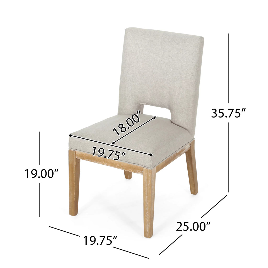 Noble House Bowrun Fabric Upholstered Dining Chairs, Set of 4, Wheat and Weathered Natural