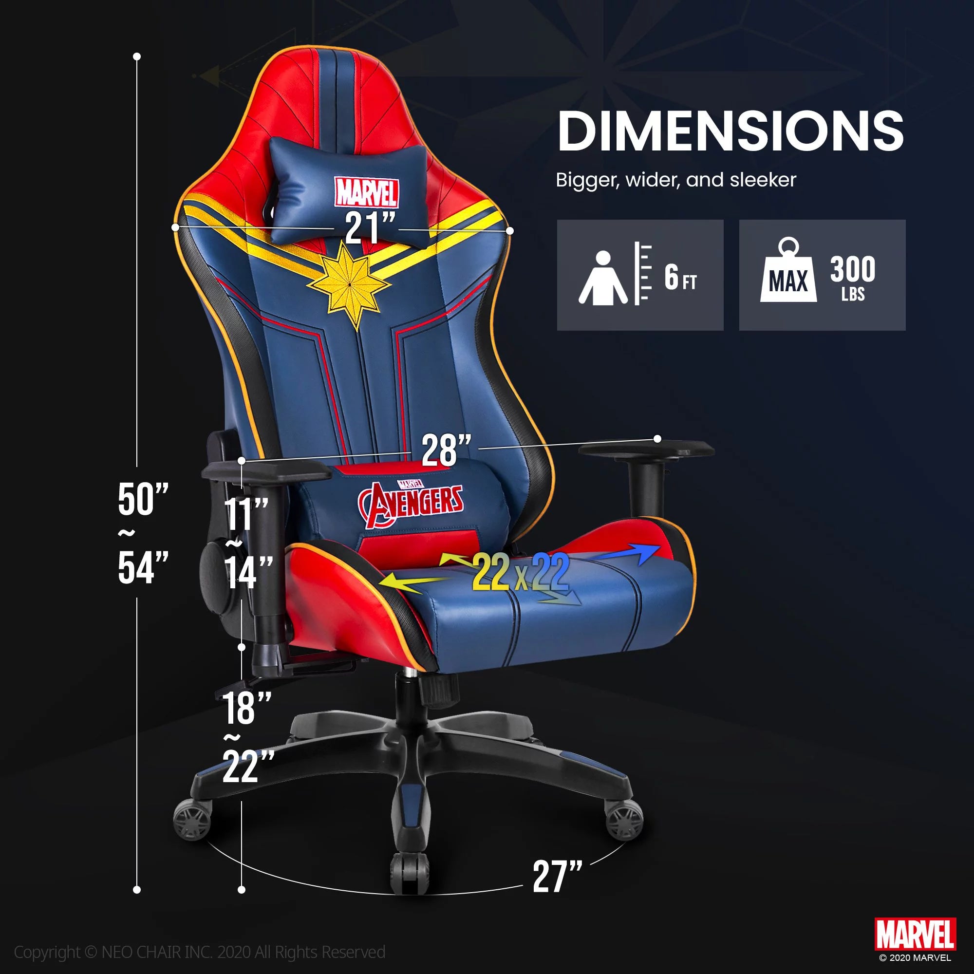 Neo Chair MARVEL Prime Series Ergonomic High-Back Gaming Chair, Captain America