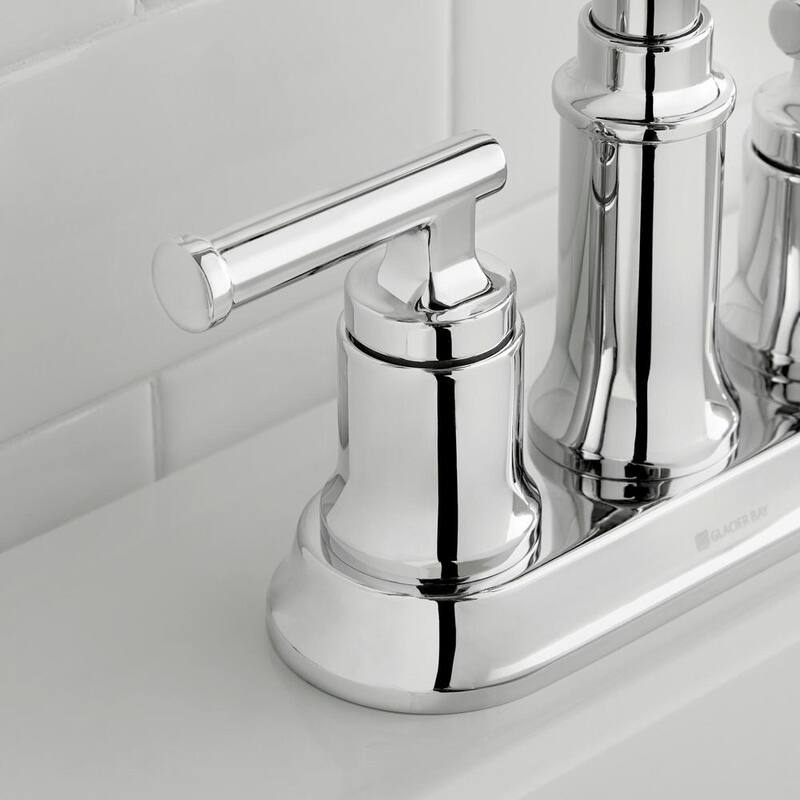 Oswell 4 in. Centerset Double-Handle High-Arc Bathroom Faucet in Polished Chrome (2-Pack)