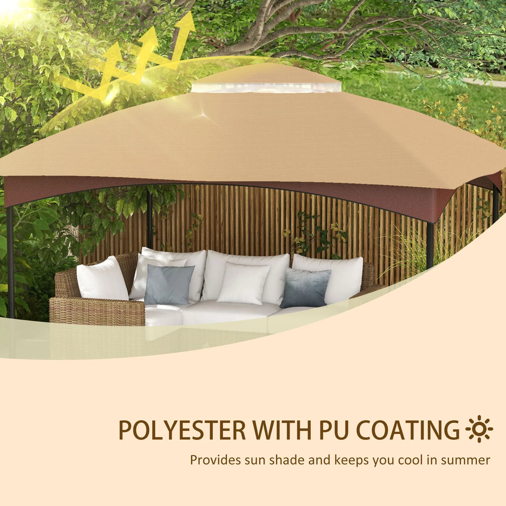 Outsunny Gazebo Canopy Replacement for 10' x 12' Patio Gazebo, Beige