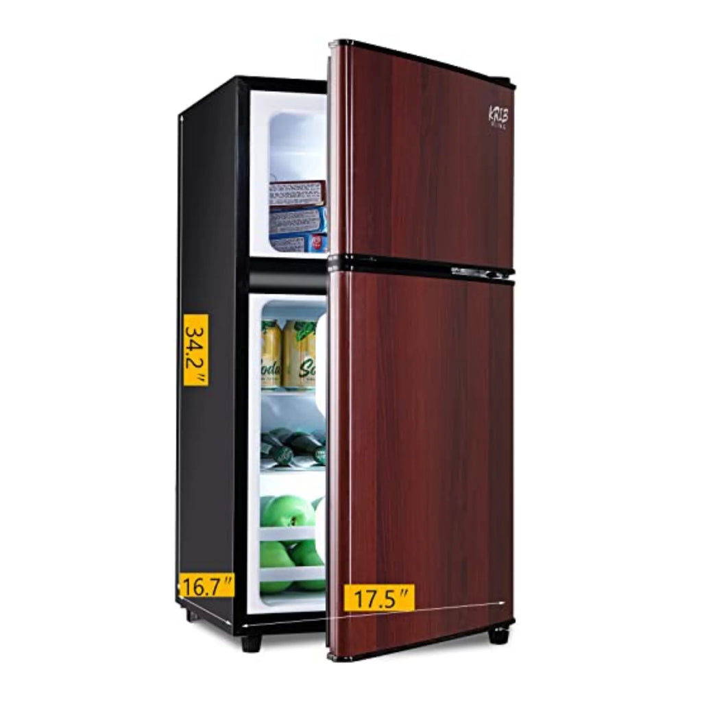 KRIB BLING 3.5 Cu.ft Compact Refrigerator Mini Fridge with Freezer, 2 Door Small Refrigerator for Office, Silver